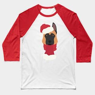 Christmas Malonois Dog Face Baseball T-Shirt